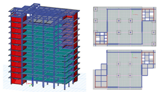 A blue and red building

Description automatically generated